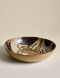 Painterly large stoneware serving bowl with abstract design - British product