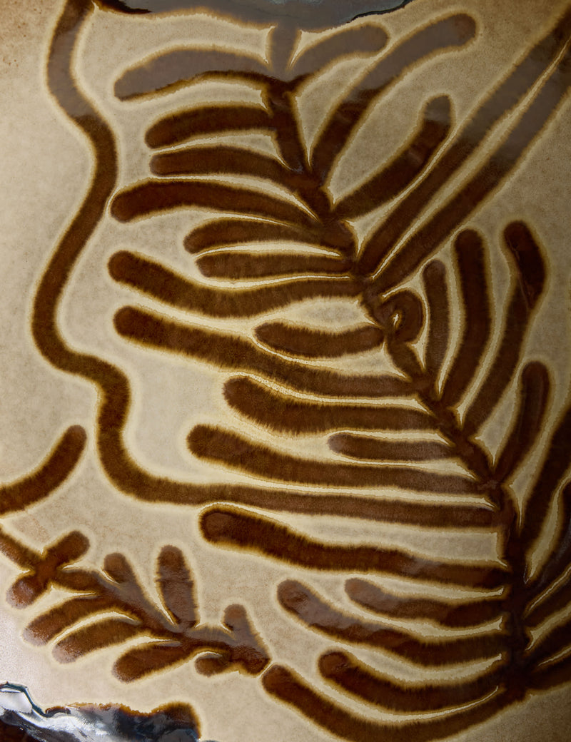 Painterly large stoneware serving bowl with abstract design - British product