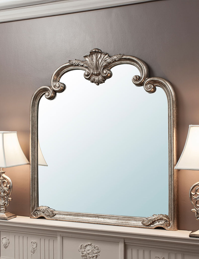 Palazzo wall mirror antique silver frame 115.5x104cm, imported from the UK