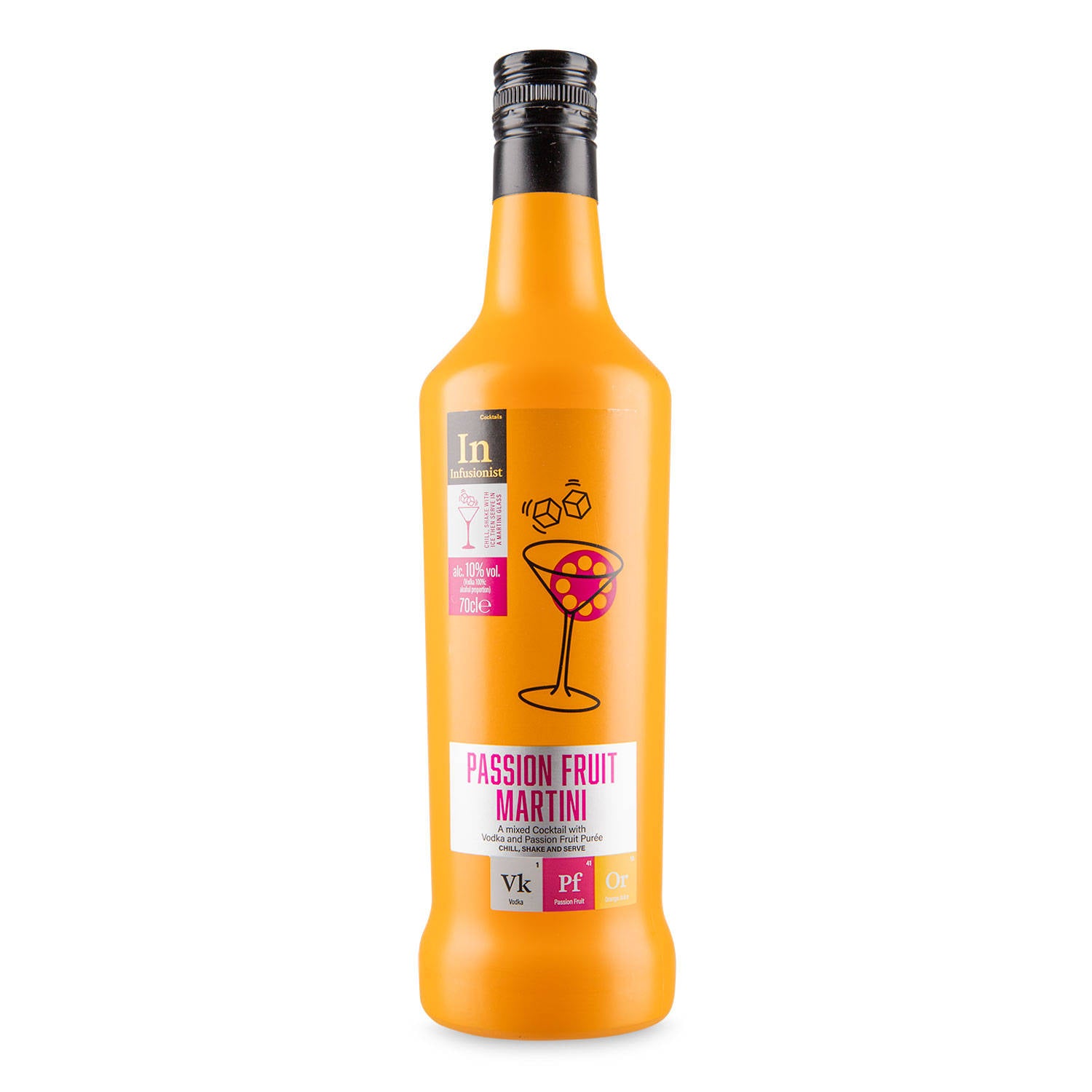 Strawberry passion fruit martini cocktail with white rum, imported from the UK