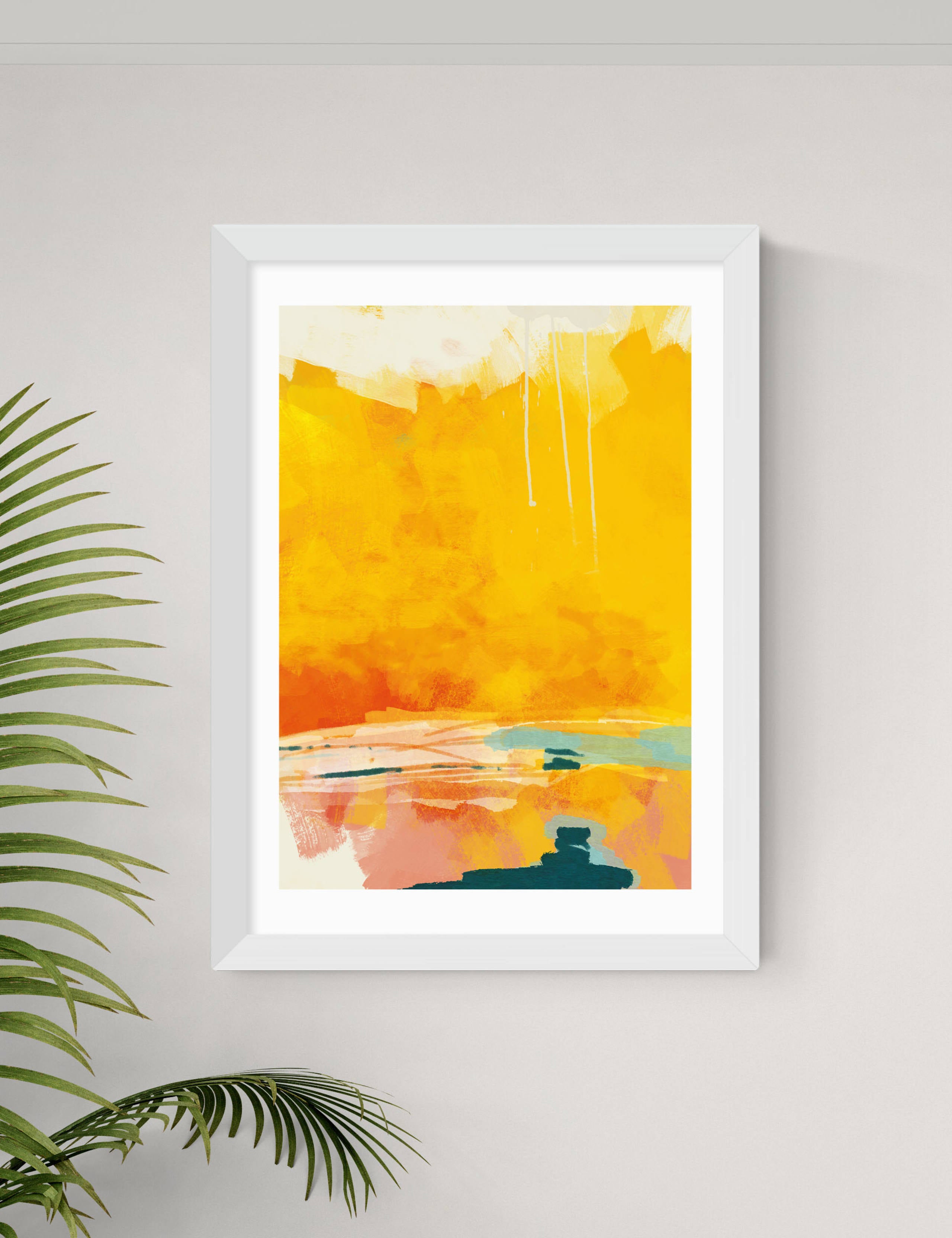 East End Prints Paysage Jaune abstract framed art, imported from the UK