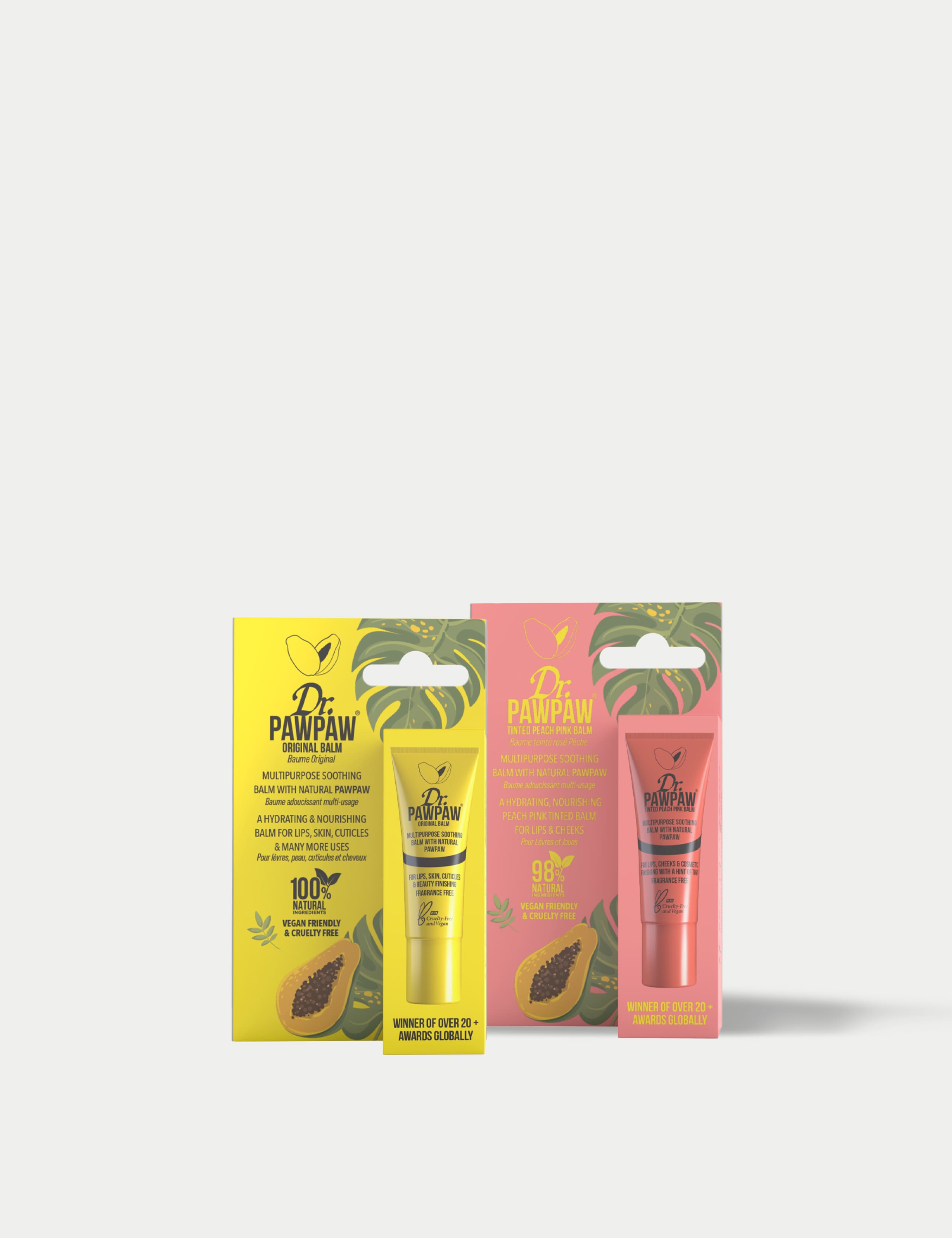 Dr.PawPaw peach pink and original hydrating balm duo 20ml, imported from the UK