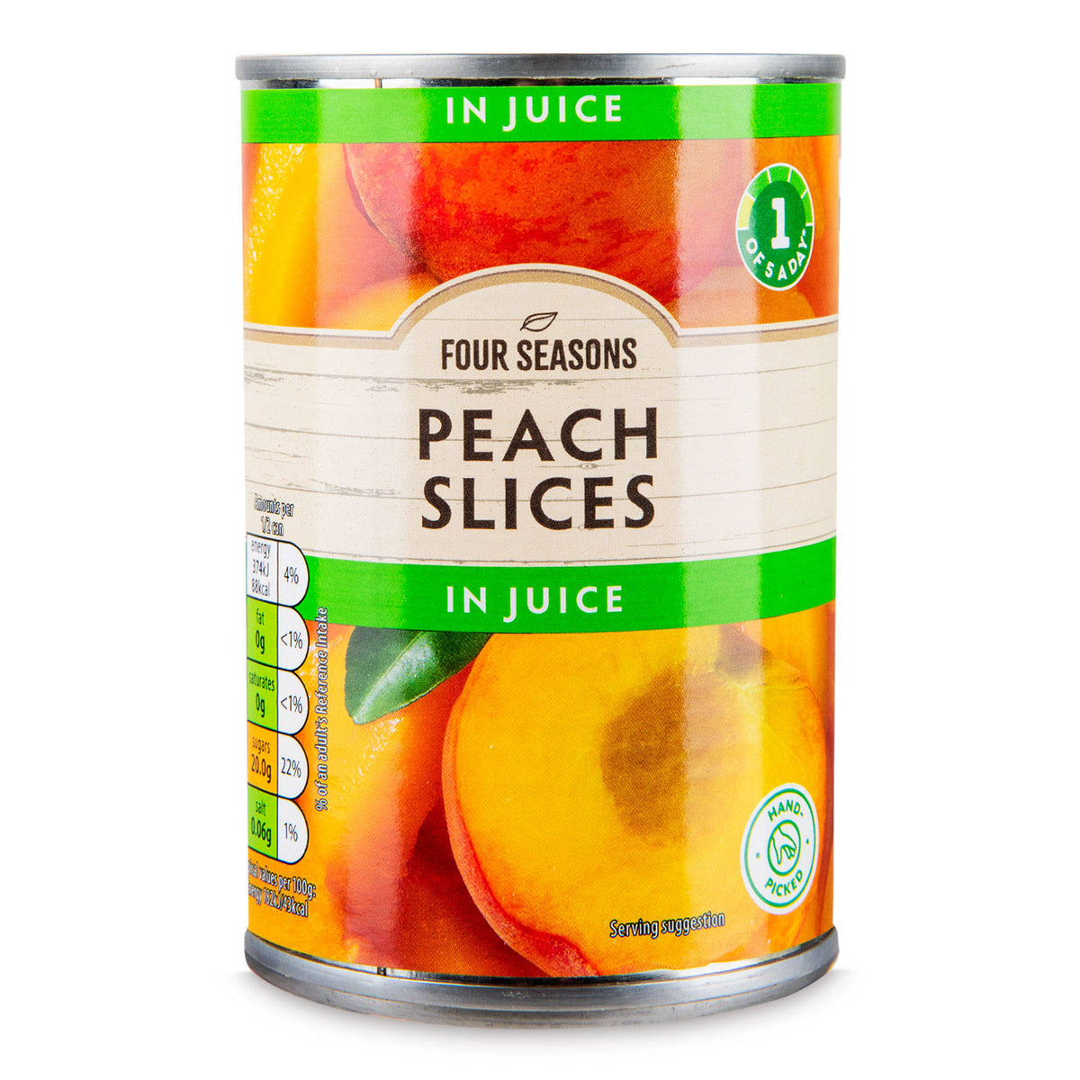 Canned peach slices in juice (British brand)