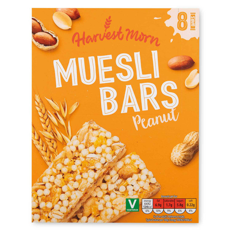 Peanut Muesli Bars 8 x 25g, imported from the UK