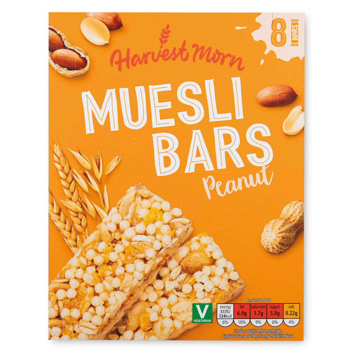 Peanut Muesli Bars 8 x 25g, imported from the UK
