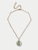 Pendant drop necklace with semi-precious stone and brass, imported from the UK