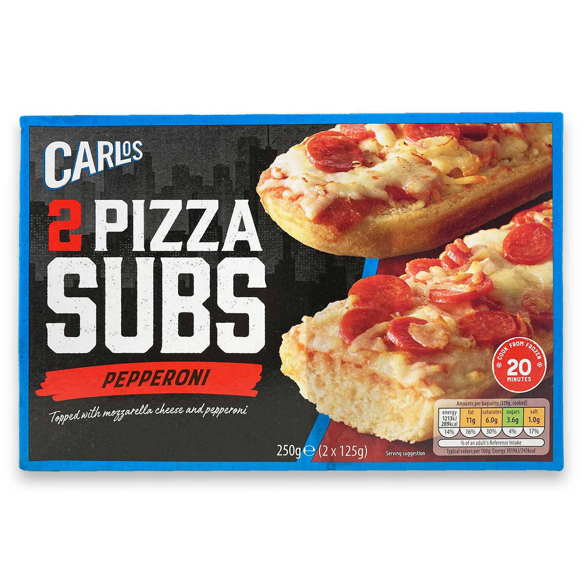 Frozen pepperoni pizza subs in a 2 pack, UK version