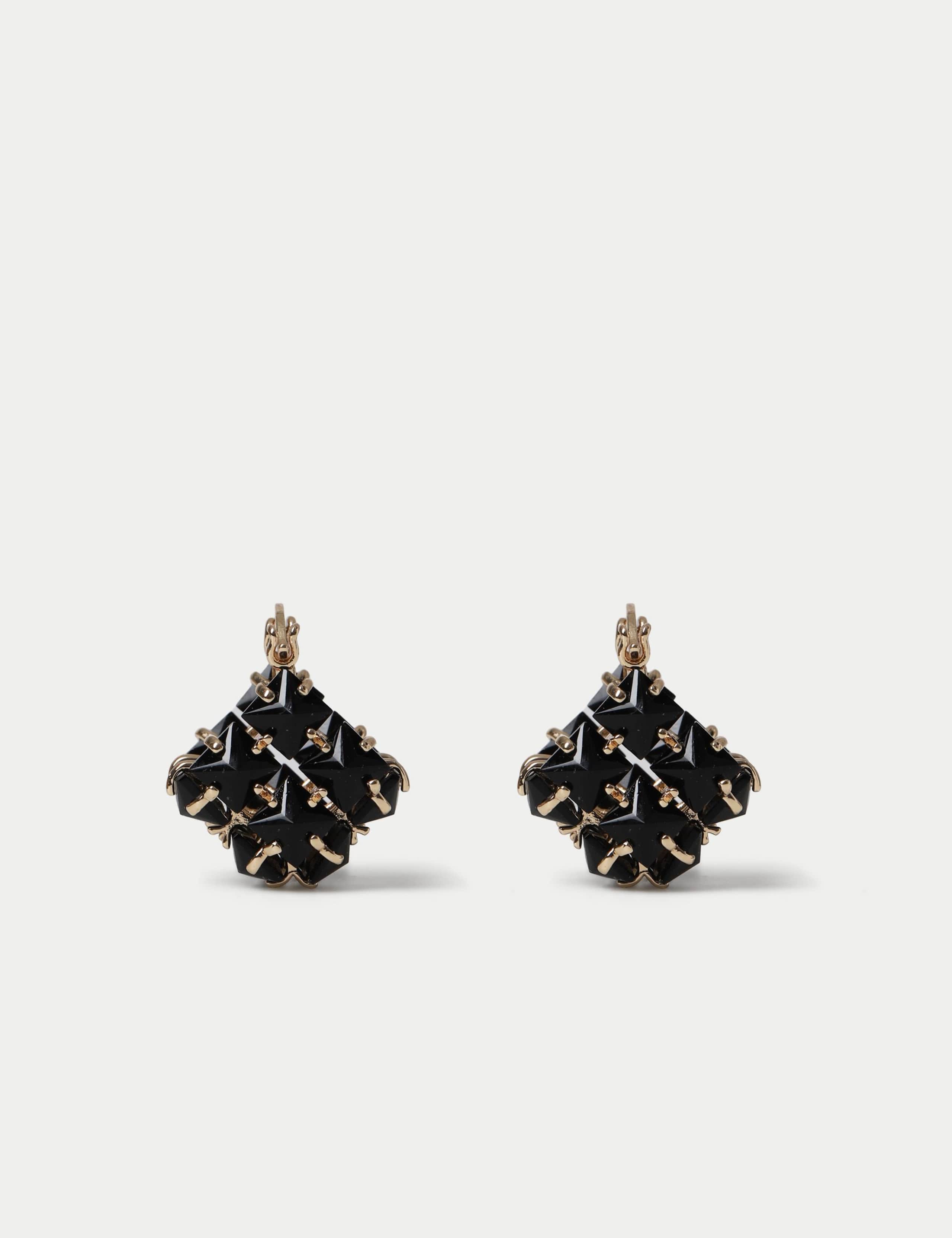 Per Una black faceted hoop earrings, UK version