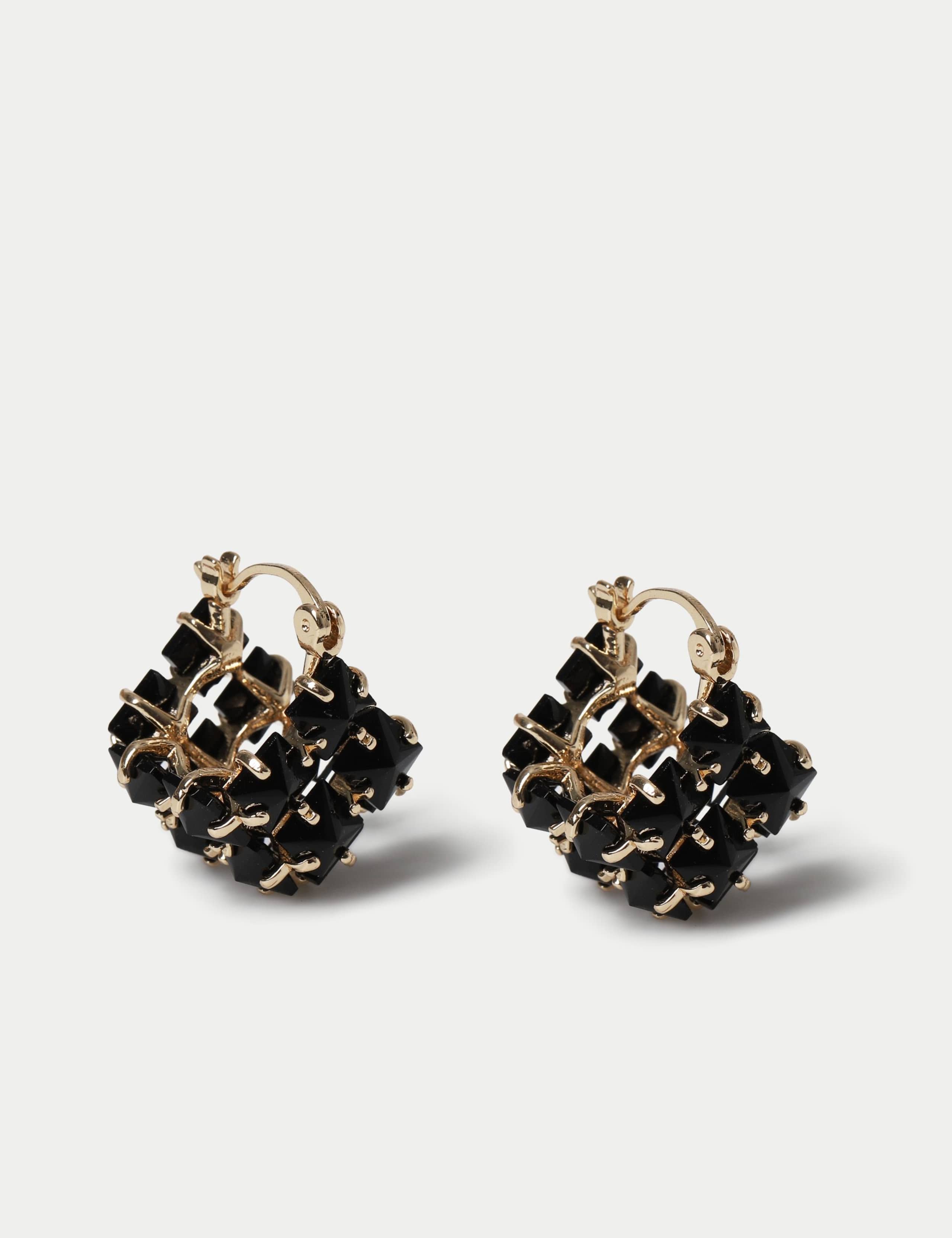 Per Una black faceted hoop earrings, UK version