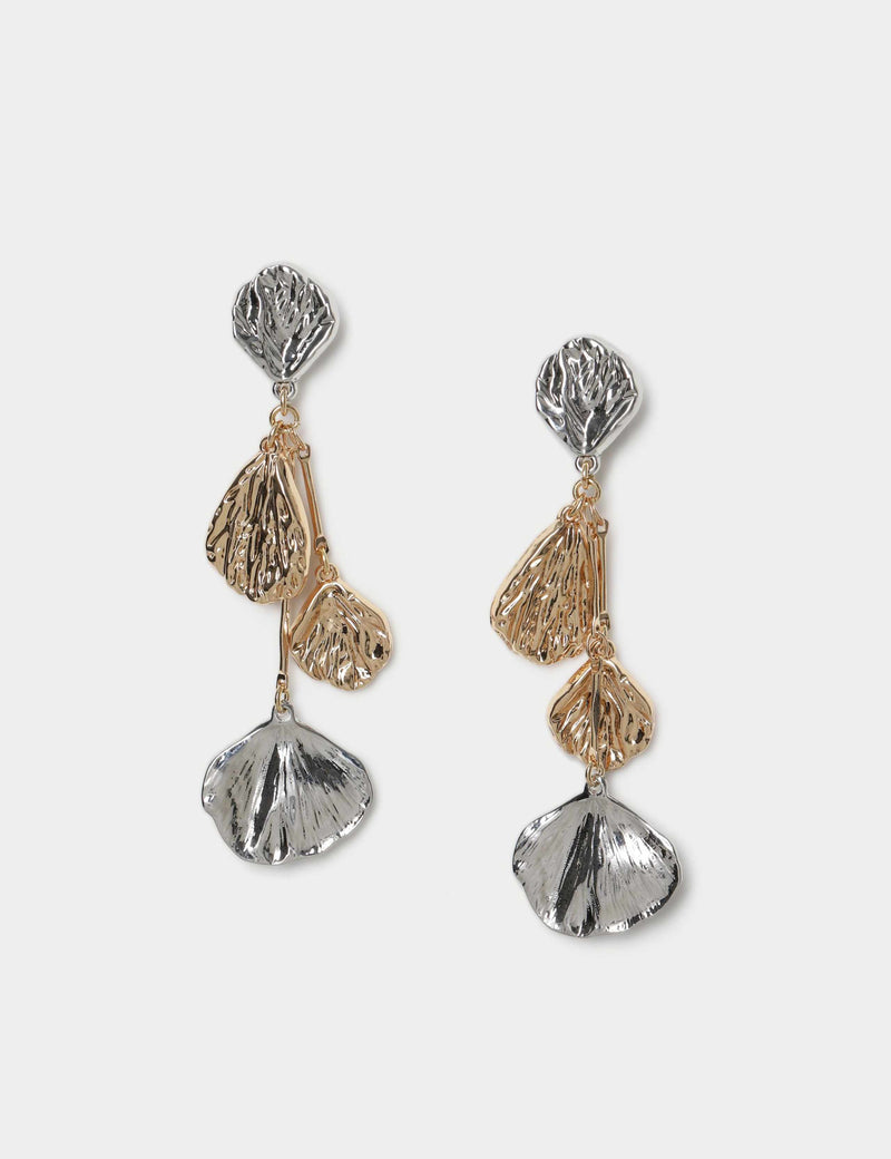 Per Una mixed metal leaf drop earrings, UK version