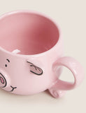 Percy Pig mug with 3D detailing and curly tail handle - British product
