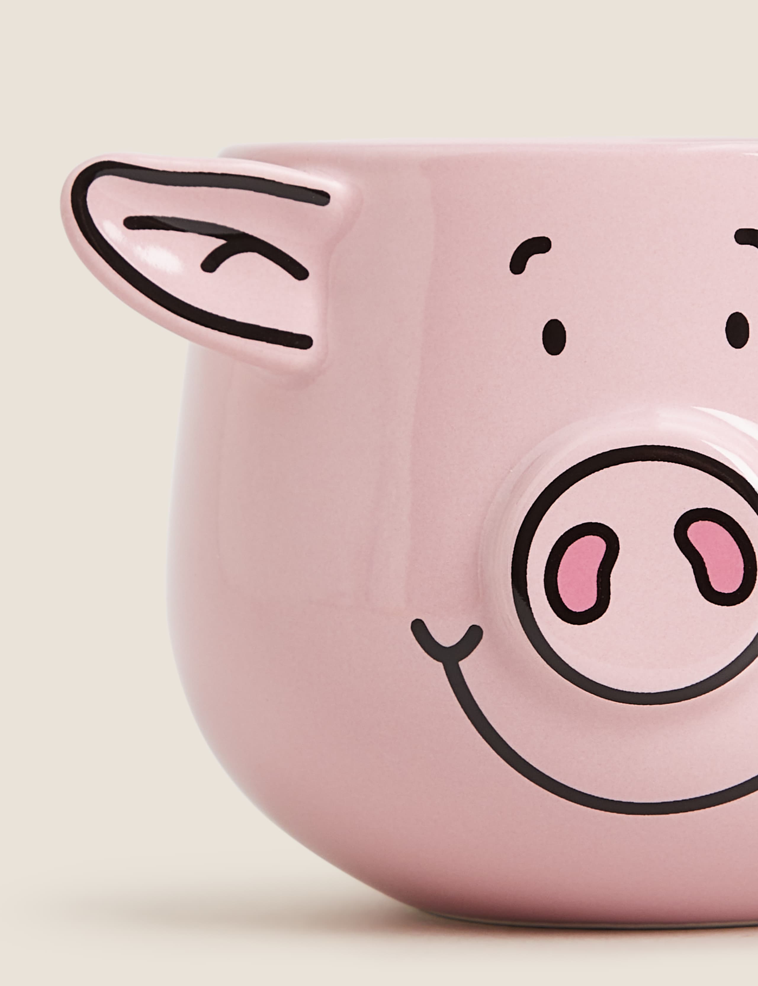 Percy Pig mug with 3D detailing and curly tail handle - British product