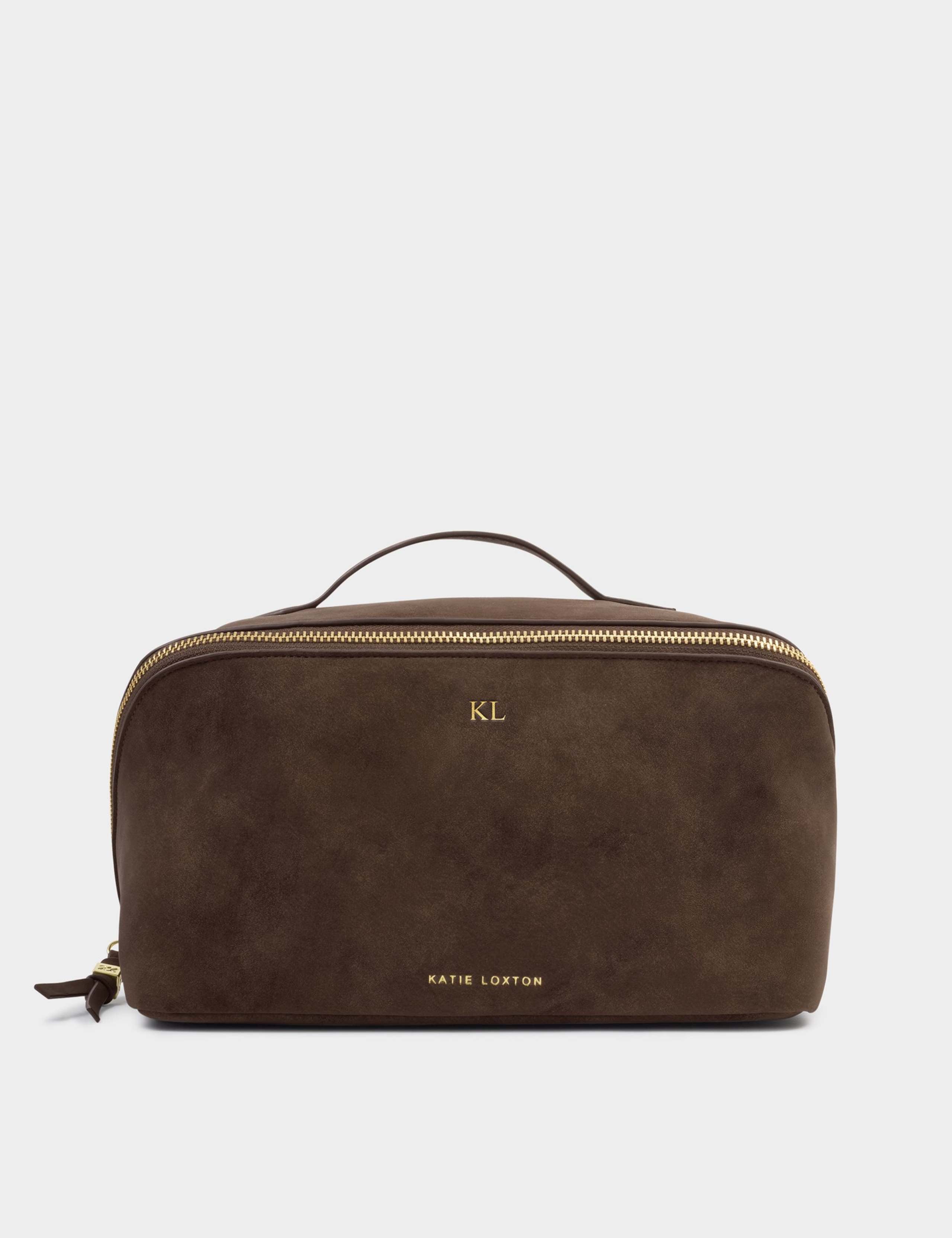 Katie Loxton große personalisierte Kulturtasche aus Wildleder (britische Marke)