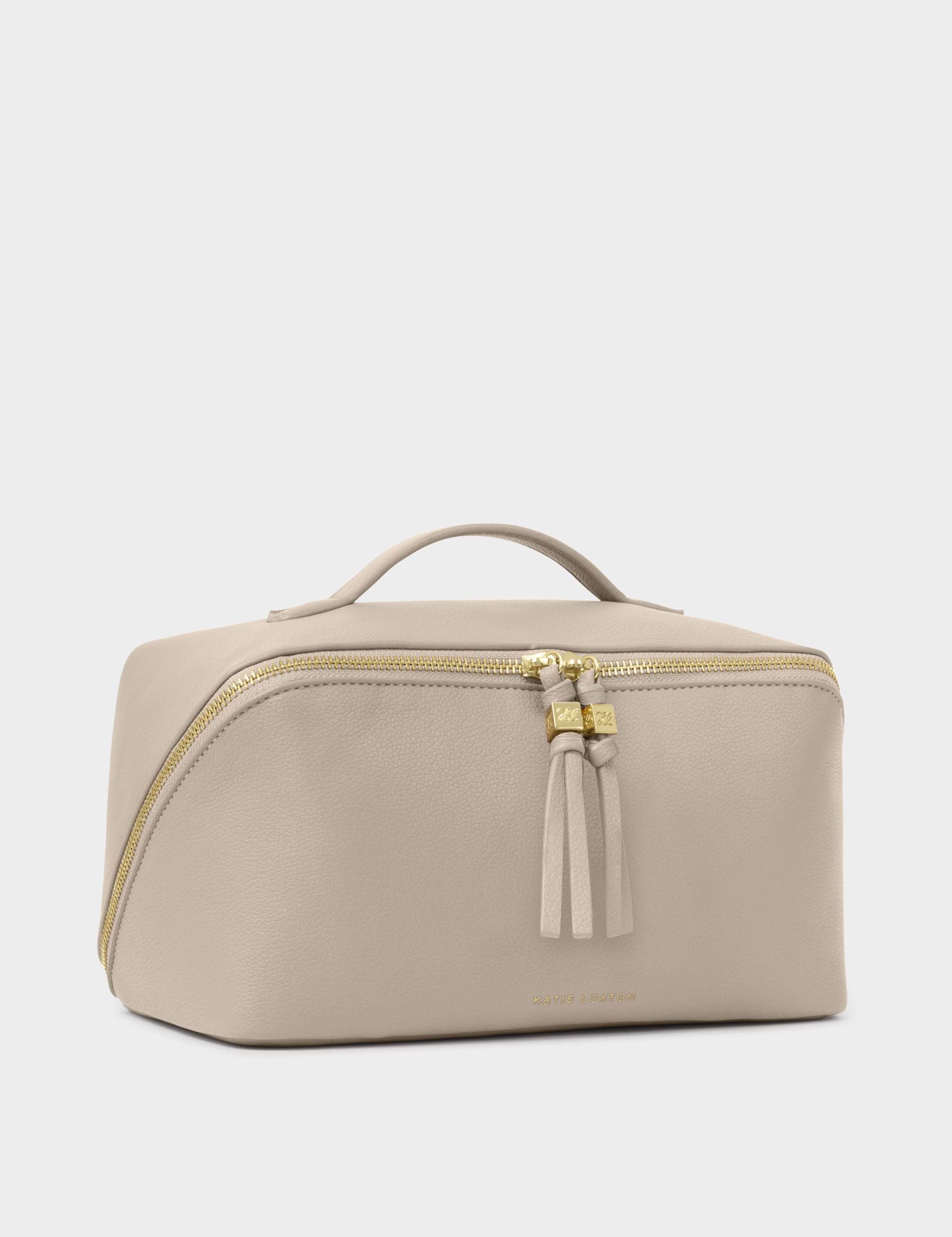 Katie Loxton large toiletry bag soft suedette gold details (British brand)