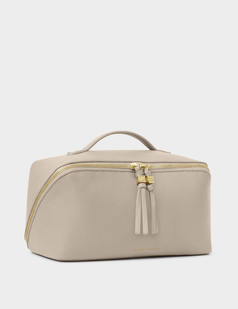 Katie Loxton large toiletry bag soft suedette gold details (British brand)