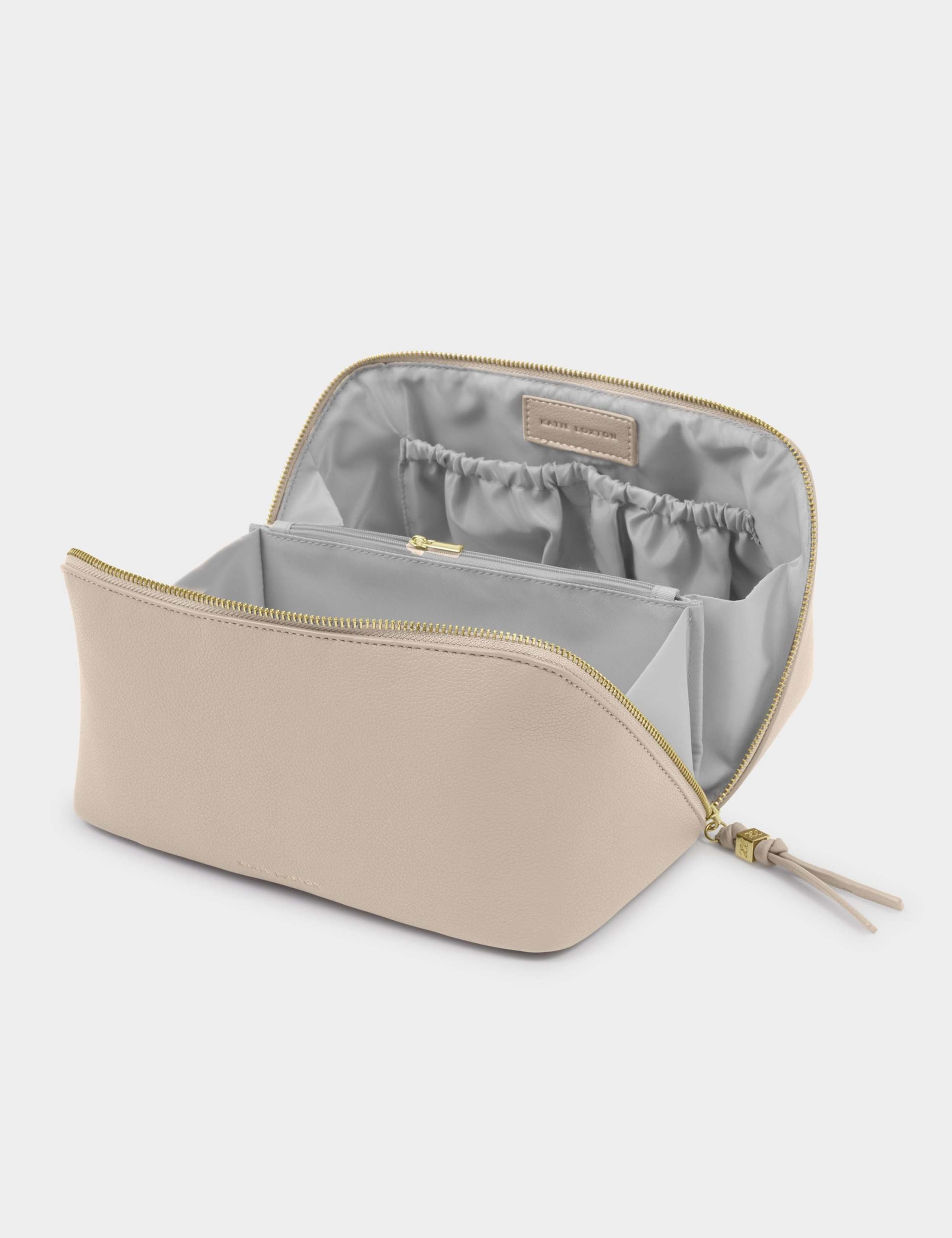 Katie Loxton large toiletry bag soft suedette gold details (British brand)