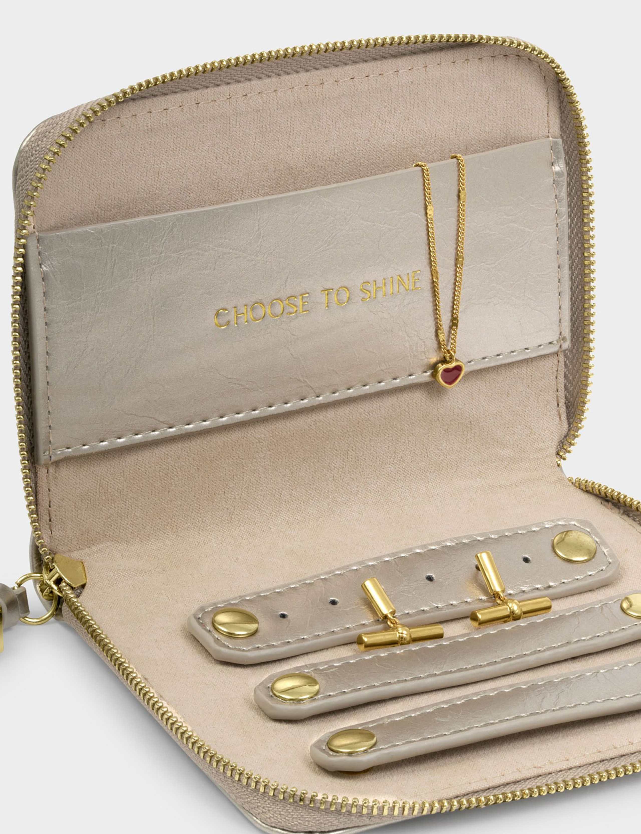 Katie Loxton metallic jewellery travel case faux leather - British product