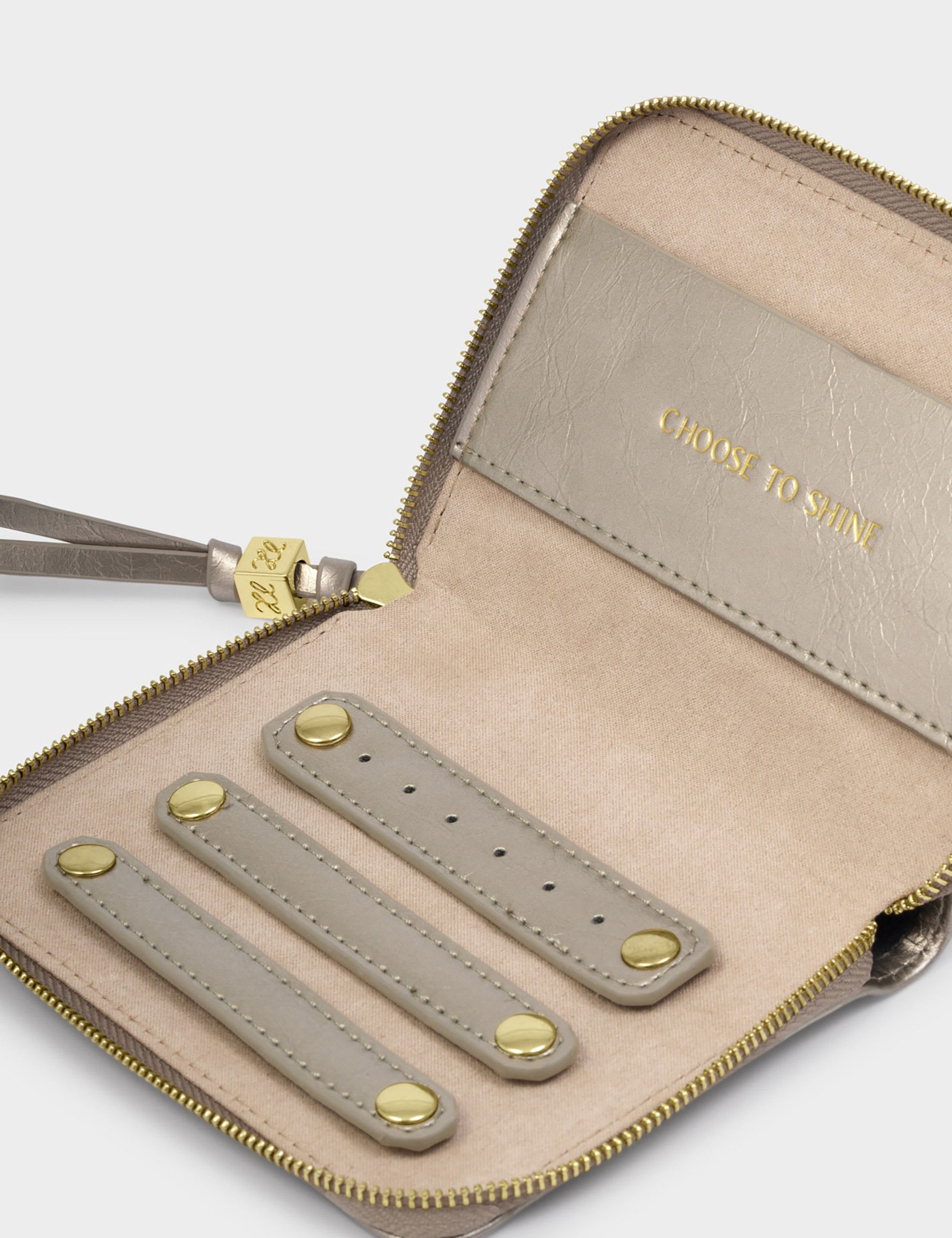 Katie Loxton metallic jewellery travel case faux leather - British product