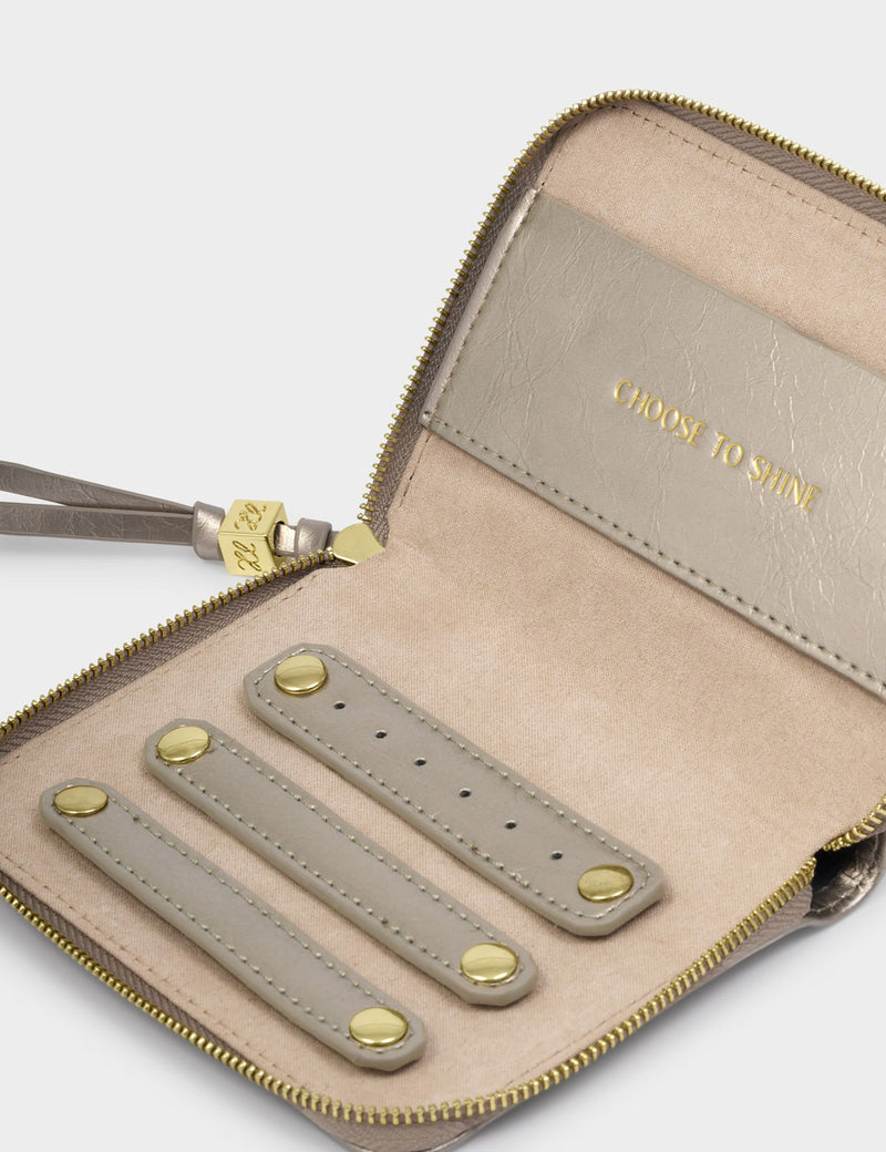 Katie Loxton metallic jewellery travel case faux leather - British product