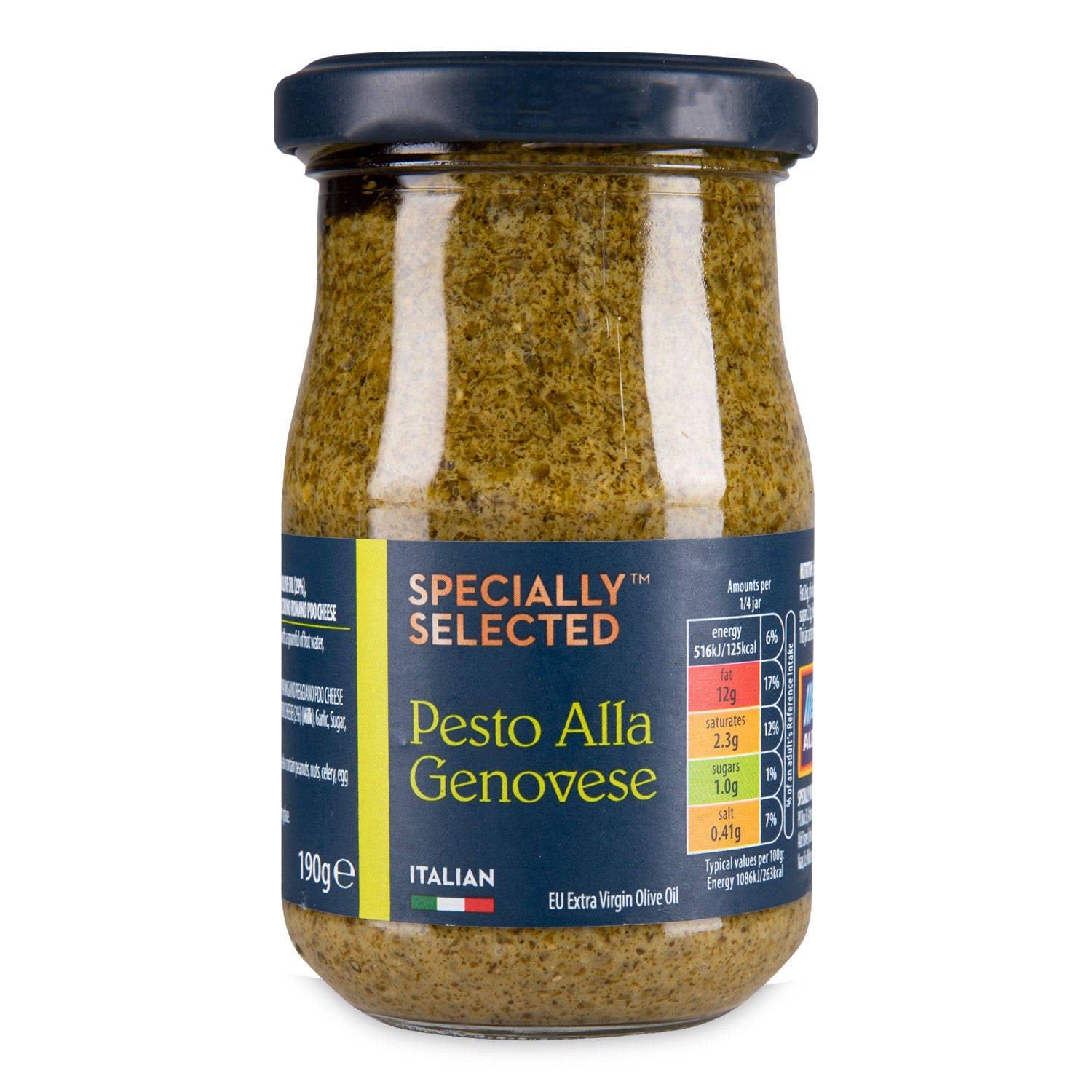 Pesto alla Genovese sauce, free from sesame seeds, imported from the UK