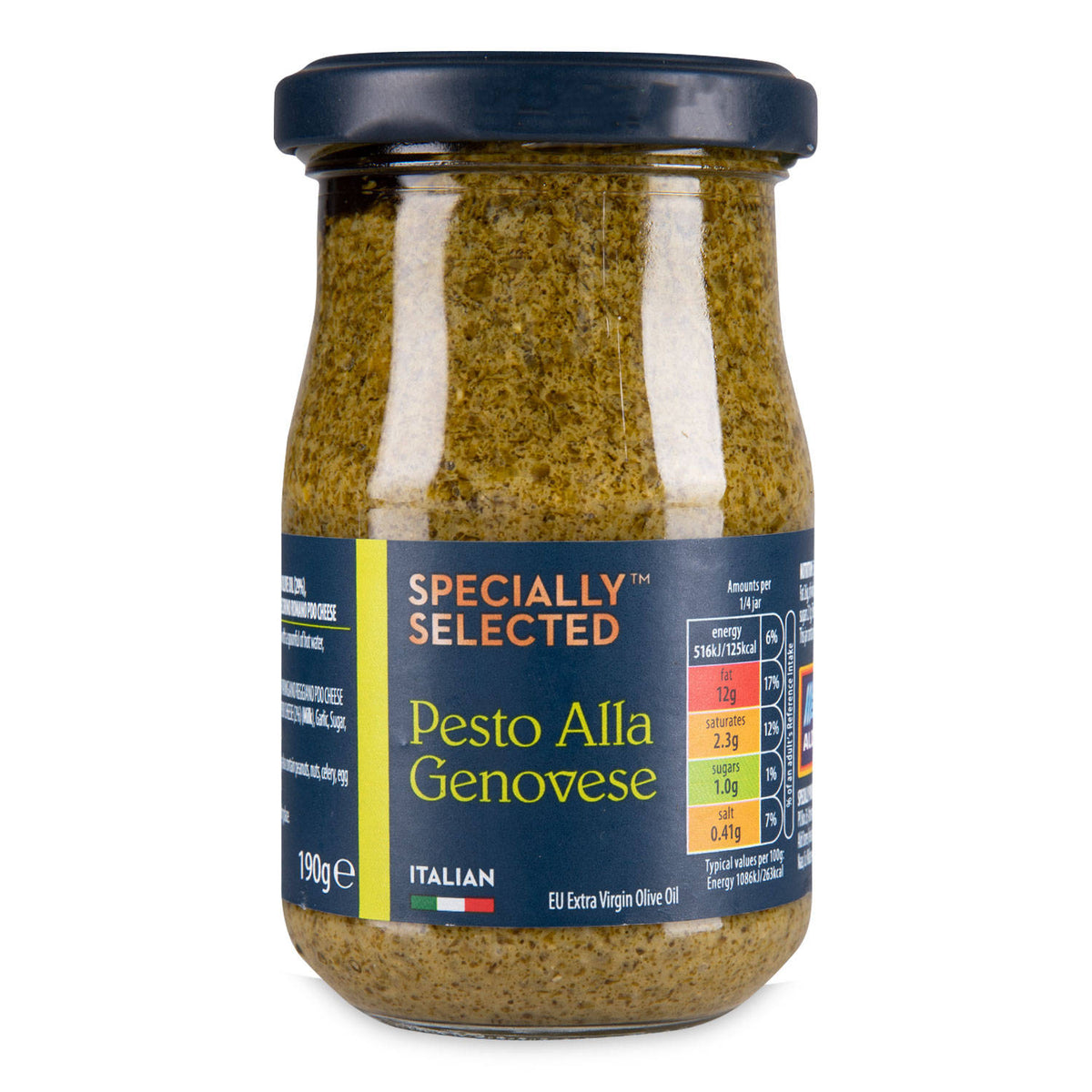 Pesto alla Genovese sauce, free from sesame seeds, imported from the UK