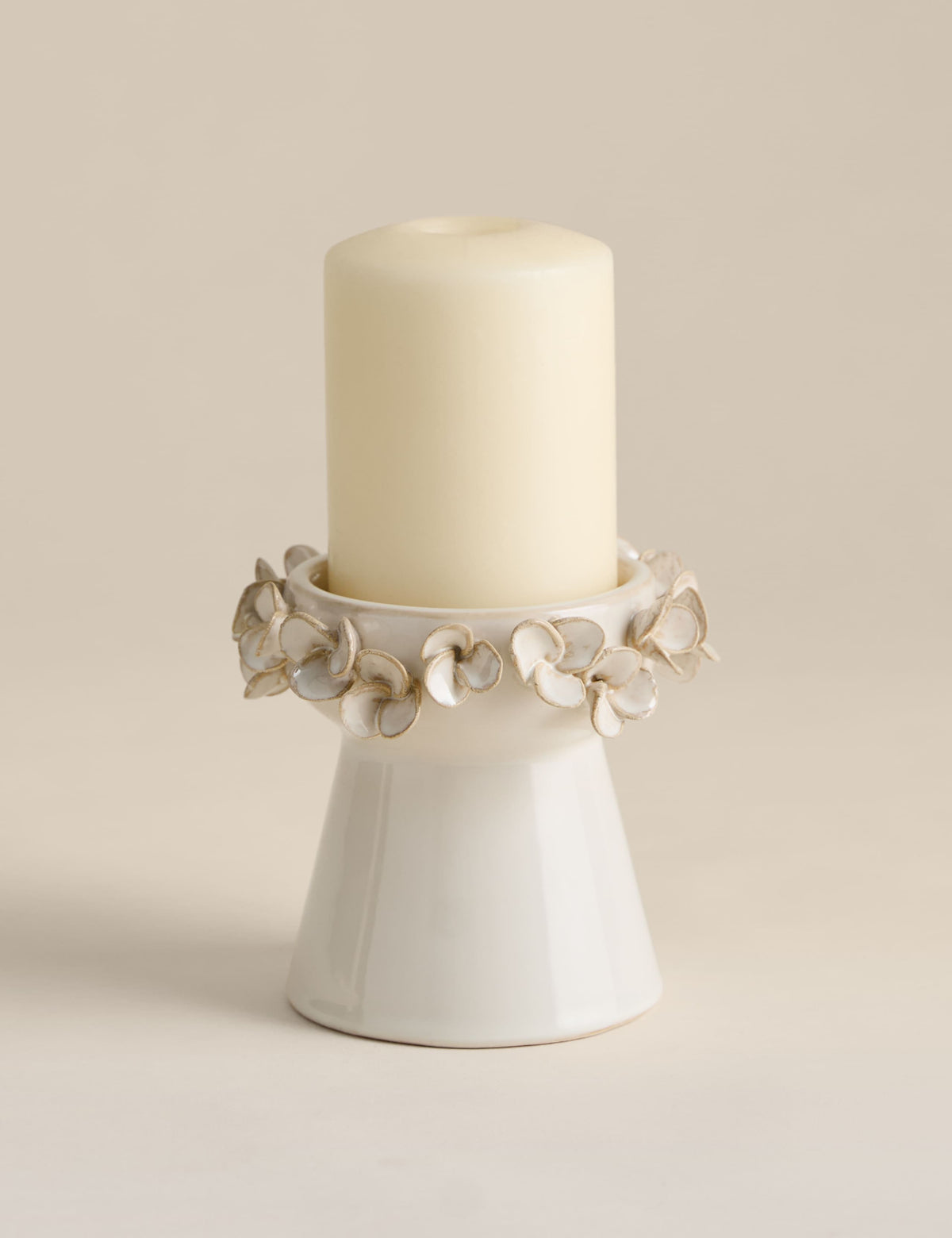 Petal Ceramic Pillar Candle Holder 12.1 cm height, UK version