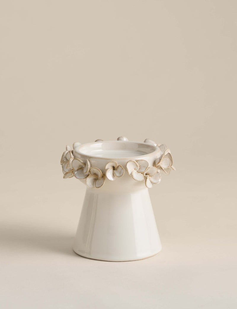 Petal Ceramic Pillar Candle Holder 12.1 cm height, UK version