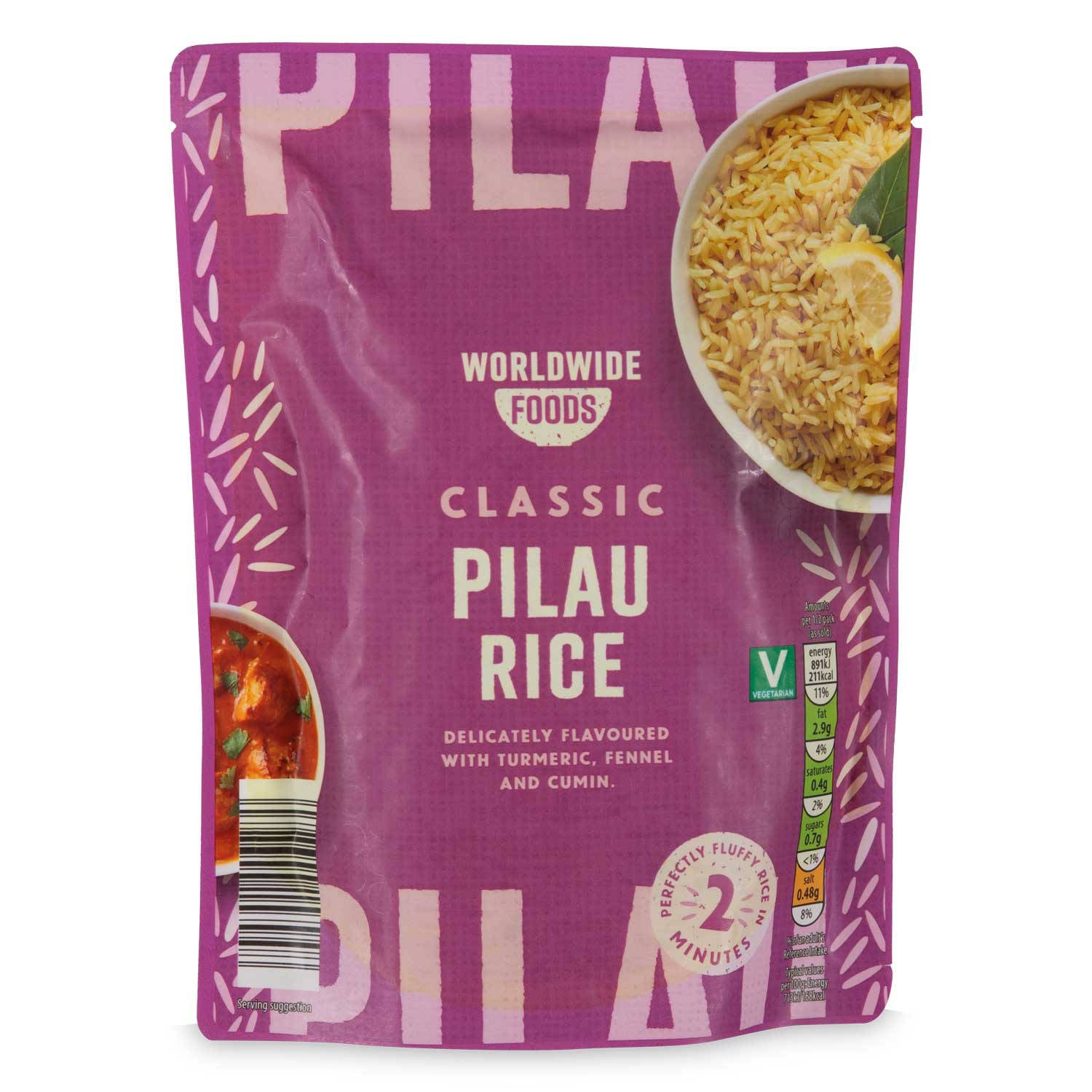 Fluffy pilau rice ready to heat and serve, UK version