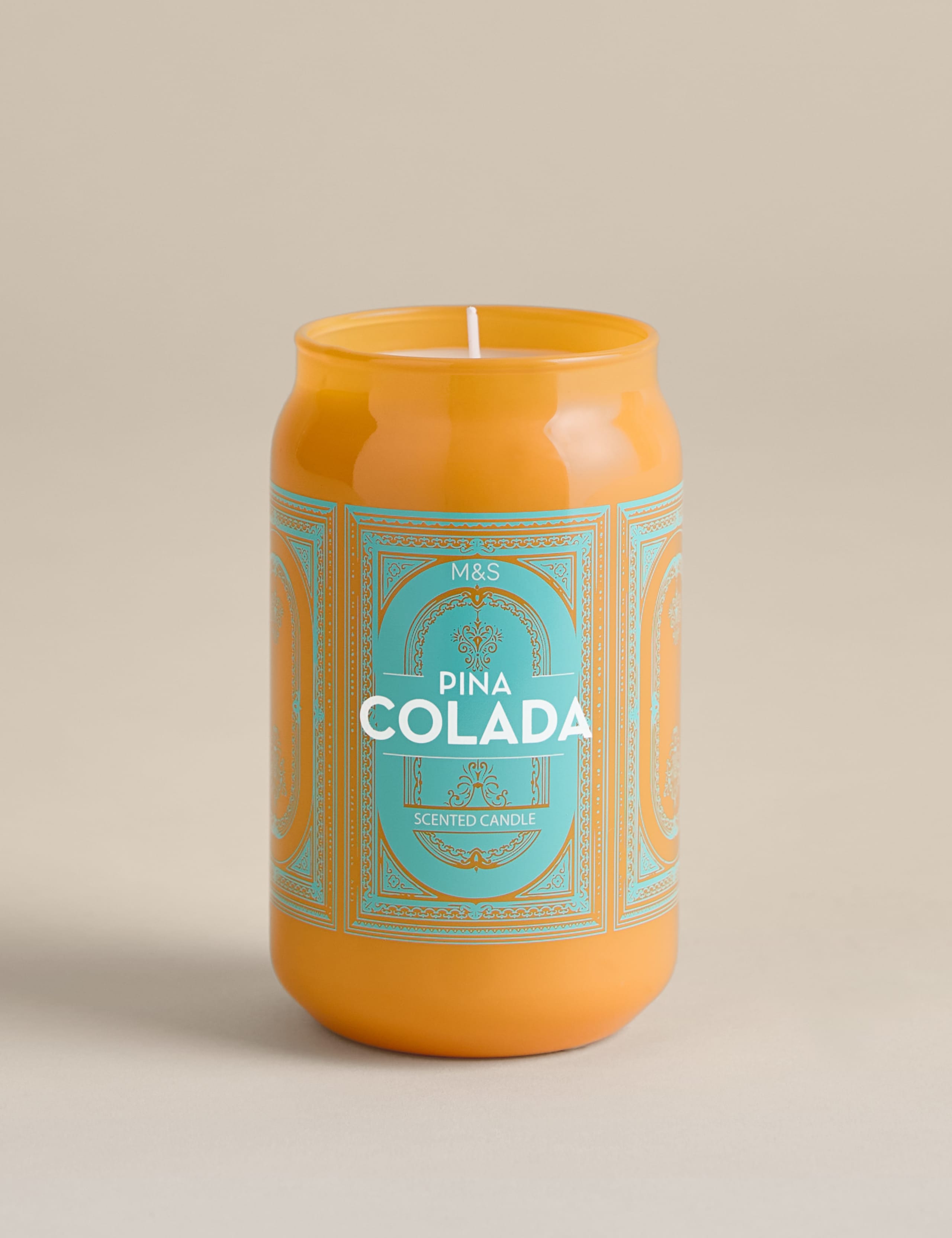 Pina Colada tinny scented candle glass jar height 13cm - British product