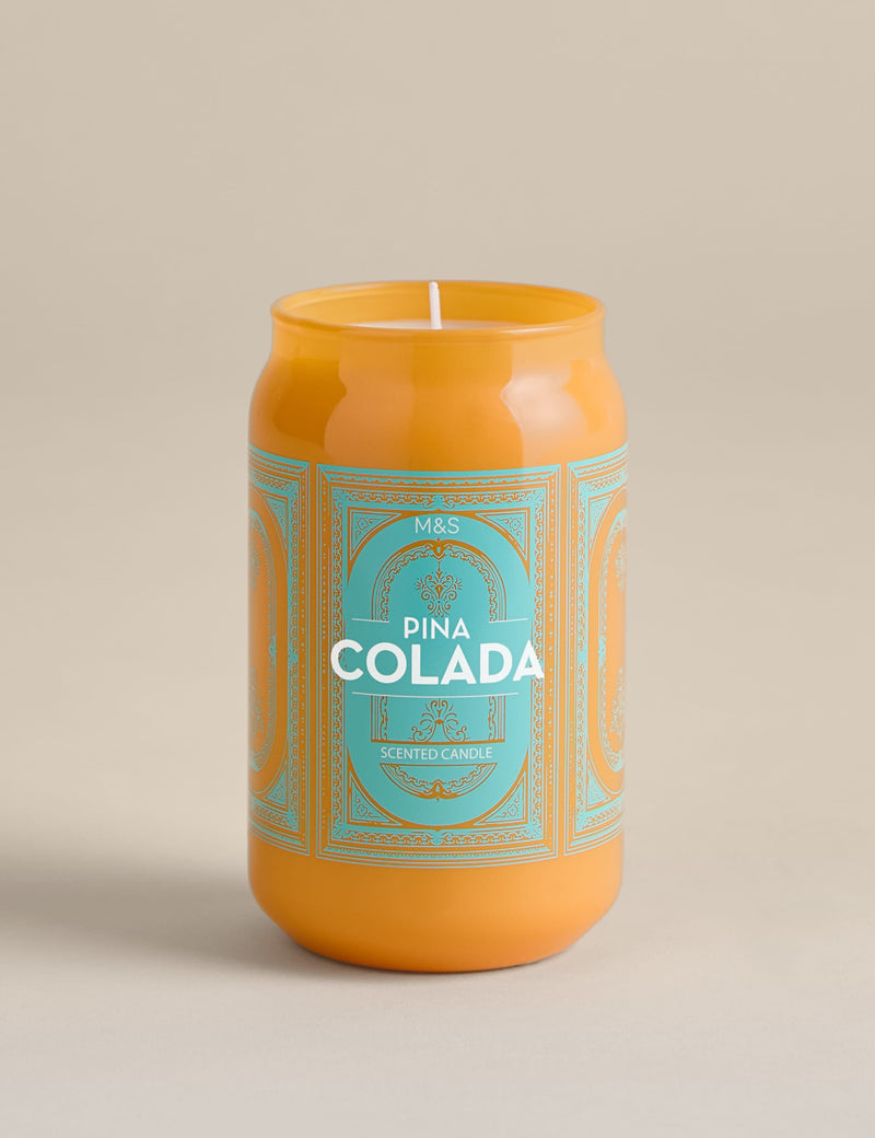 Pina Colada tinny scented candle glass jar height 13cm - British product