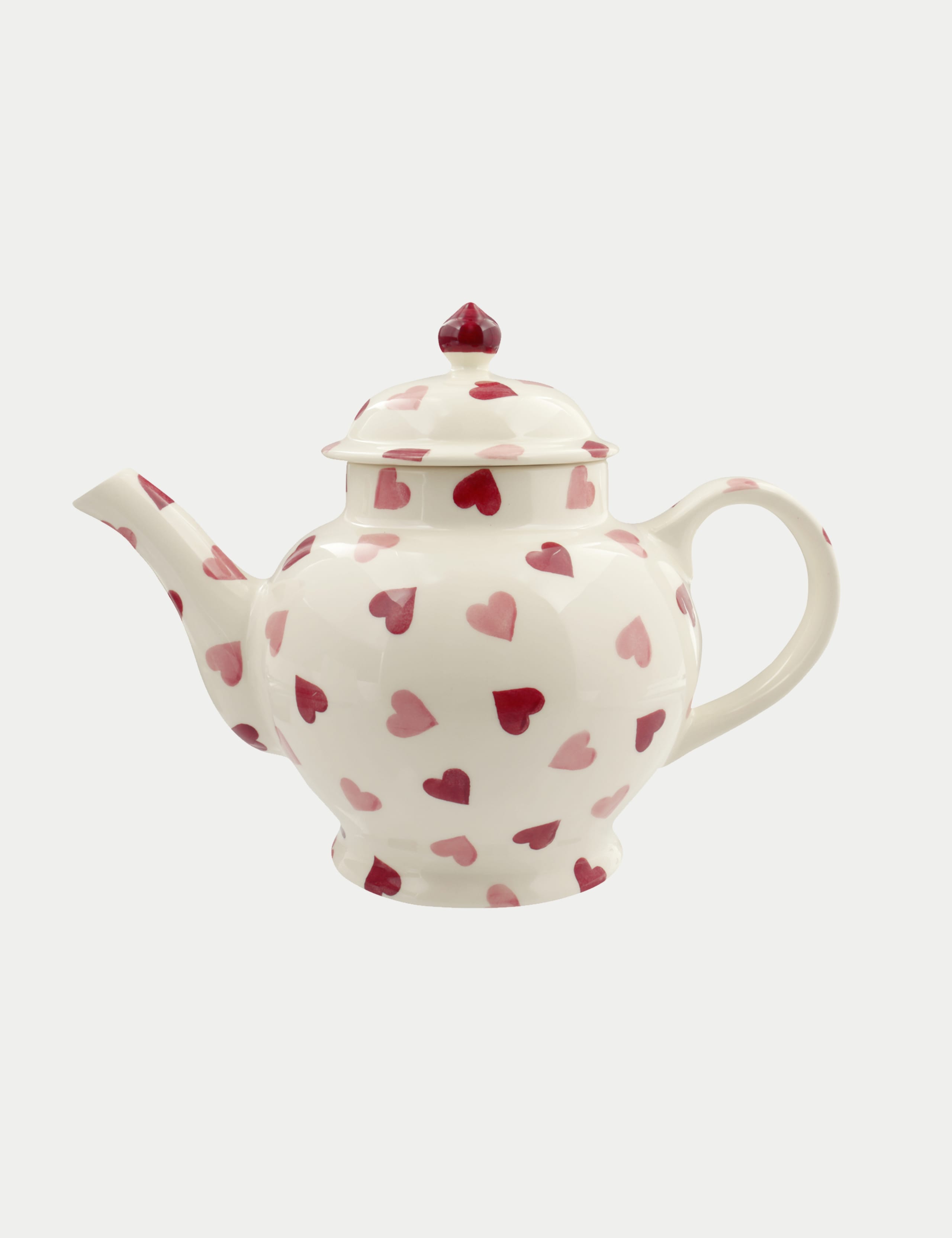Emma Bridgewater stoneware Pink Hearts teapot 1.6 litres, imported from the UK