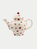 Emma Bridgewater stoneware Pink Hearts teapot 1.6 litres, imported from the UK