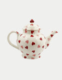 Emma Bridgewater stoneware Pink Hearts teapot 1.6 litres, imported from the UK