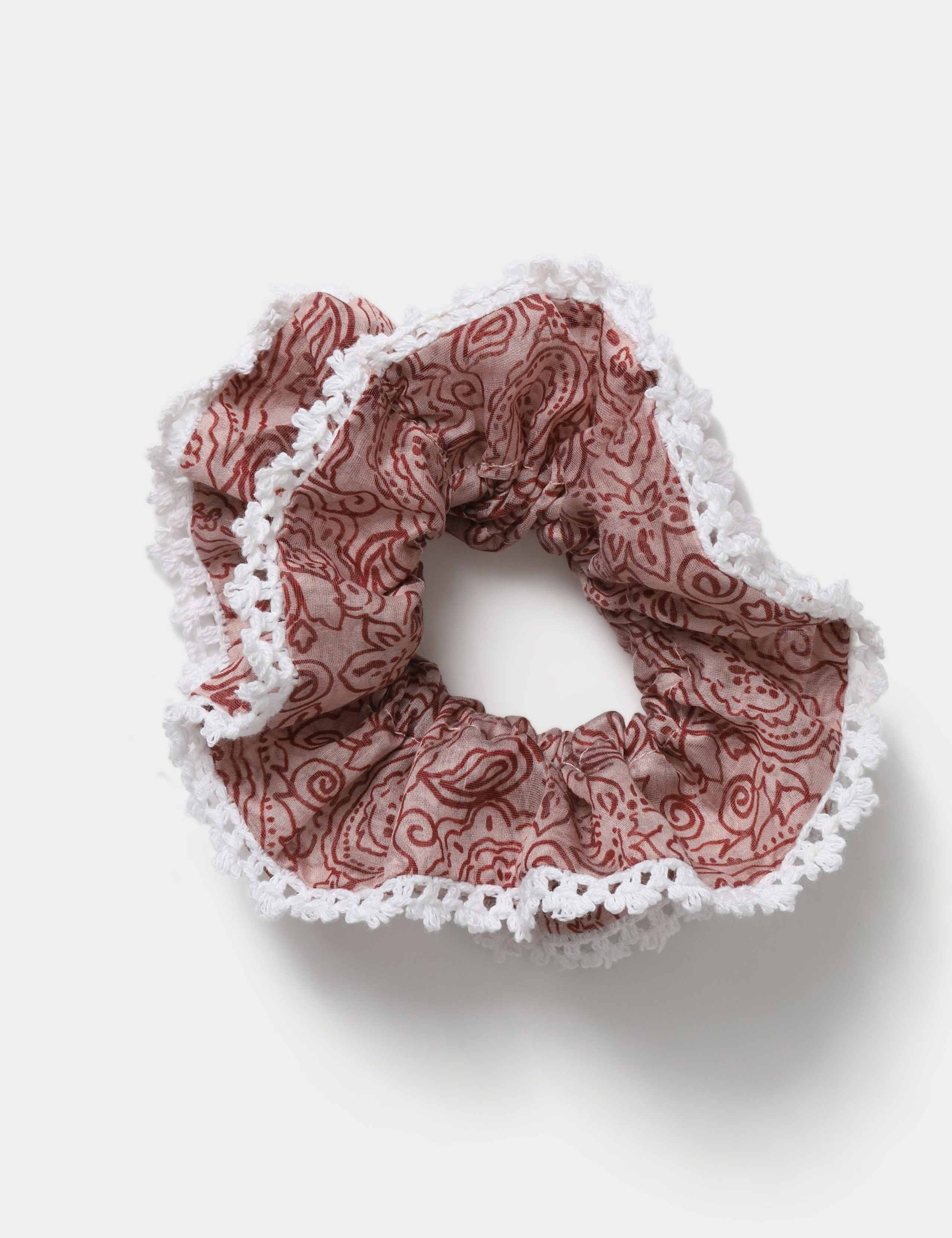 Pink paisley print scrunchie - British product