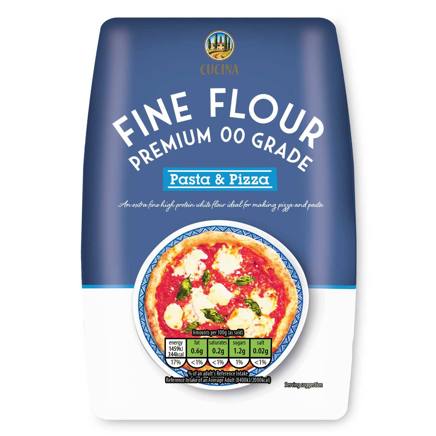 Pizza and pasta flour for crisp bases and fresh pasta, UK version