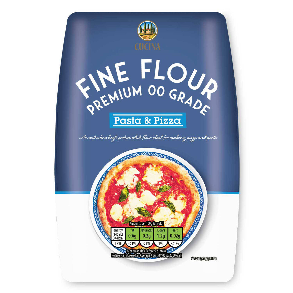 Pizza and pasta flour for crisp bases and fresh pasta, UK version