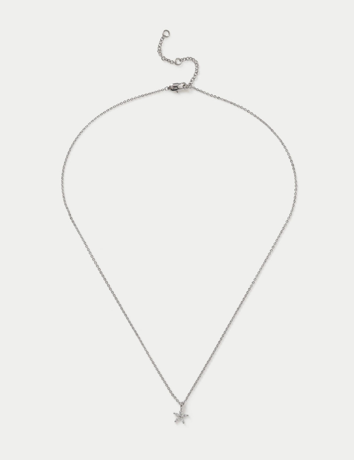 Platinum cubic zirconia flower necklace - British product