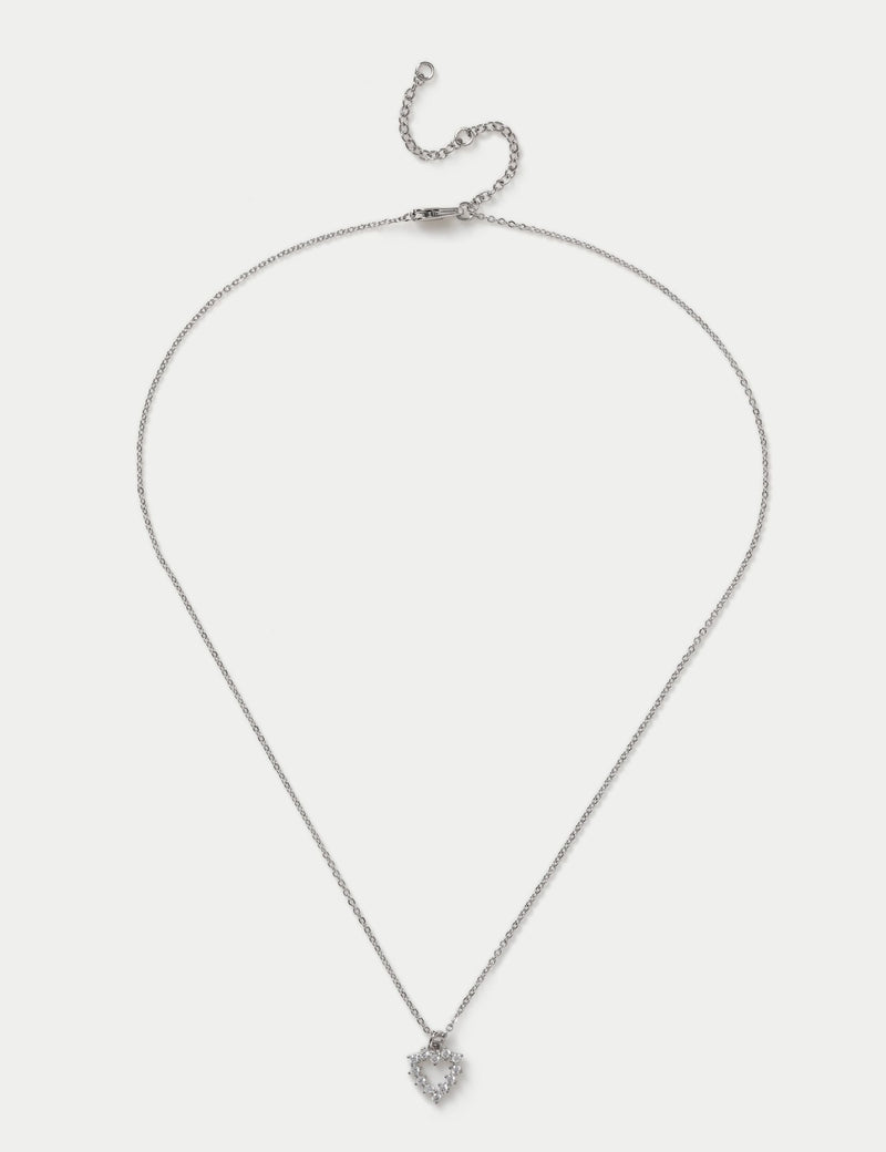 Collier cœur en zircone cubique platine 420mm, importé du Royaume-Uni