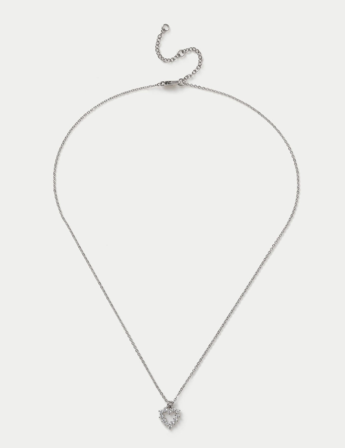 Collier cœur en zircone cubique platine 420mm, importé du Royaume-Uni