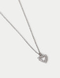 Platinum cubic zirconia heart necklace 420mm, imported from the UK