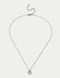 Platinum cubic zirconia heart necklace 420mm, imported from the UK