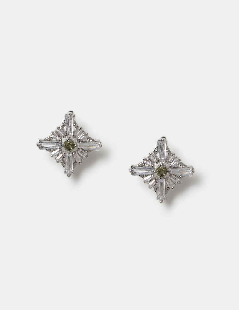 Platinum plated cubic zirconia birthstone stud earrings, imported from the UK