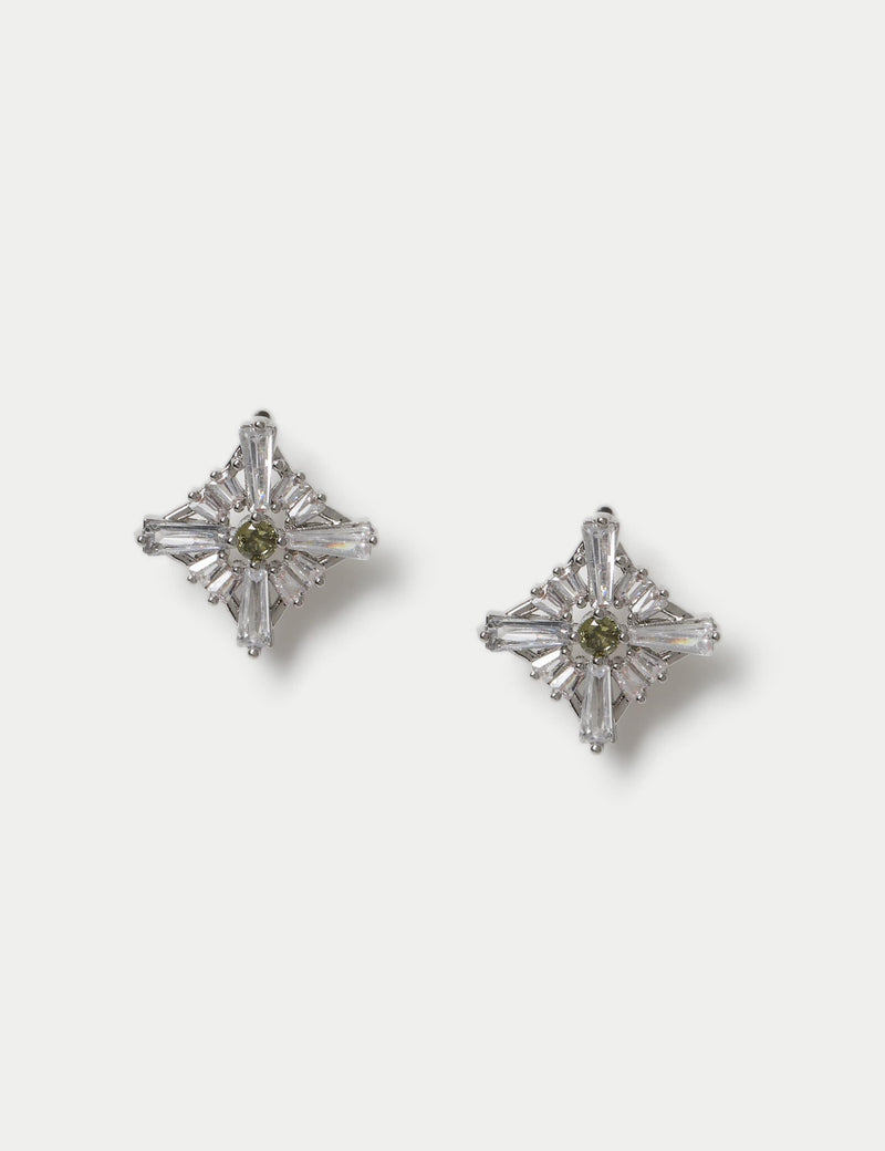 Platinum plated cubic zirconia birthstone stud earrings, imported from the UK