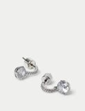 Platinum plated cubic zirconia circle drop earrings 13mm, imported from the UK
