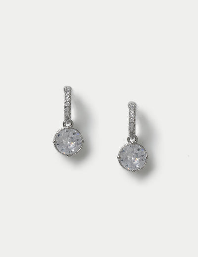 M&S Platinum Plated Cubic Zirconia Circle Drop Earrings 13mm- Buy online at McGrocer