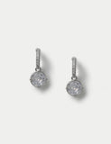 Platinum plated cubic zirconia circle drop earrings 13mm, imported from the UK