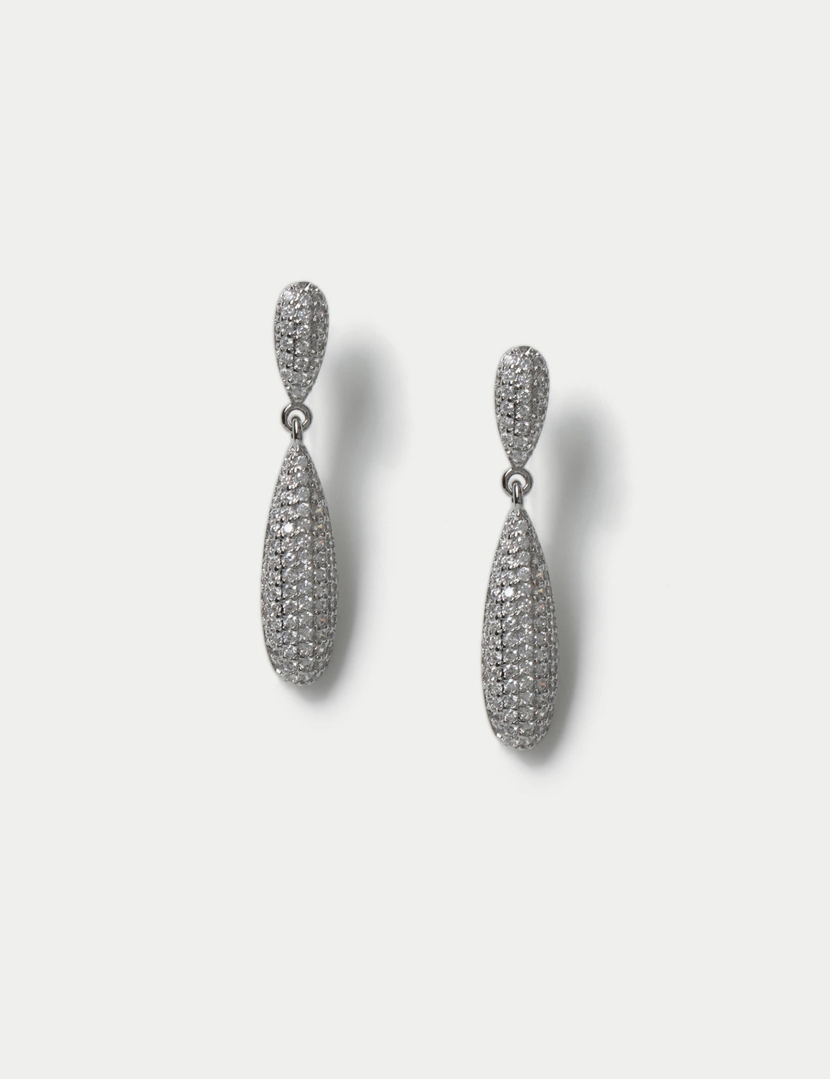 Platinum Plated Cubic Zirconia Embellished Drop Earrings
