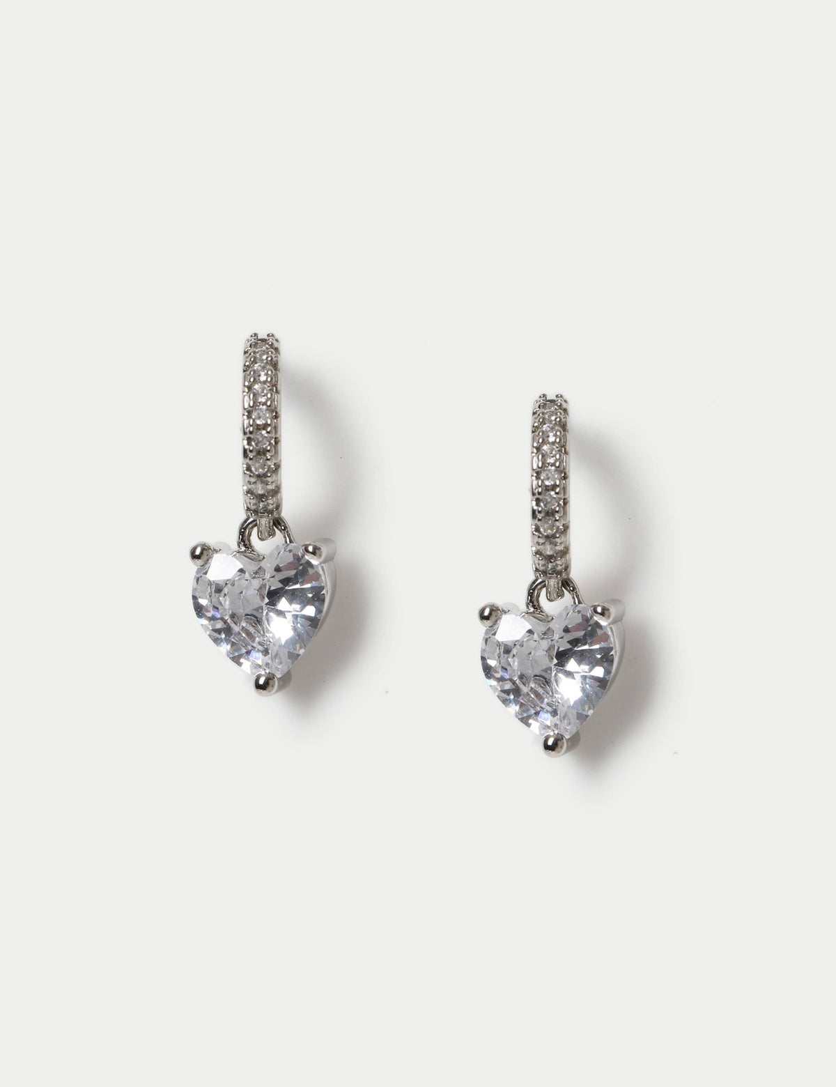 M&S platinum plated heart drop earrings 18mm - British product
