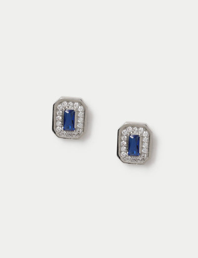 M&S Platinum Plated Rectangle Earrings- Buy online at McGrocer