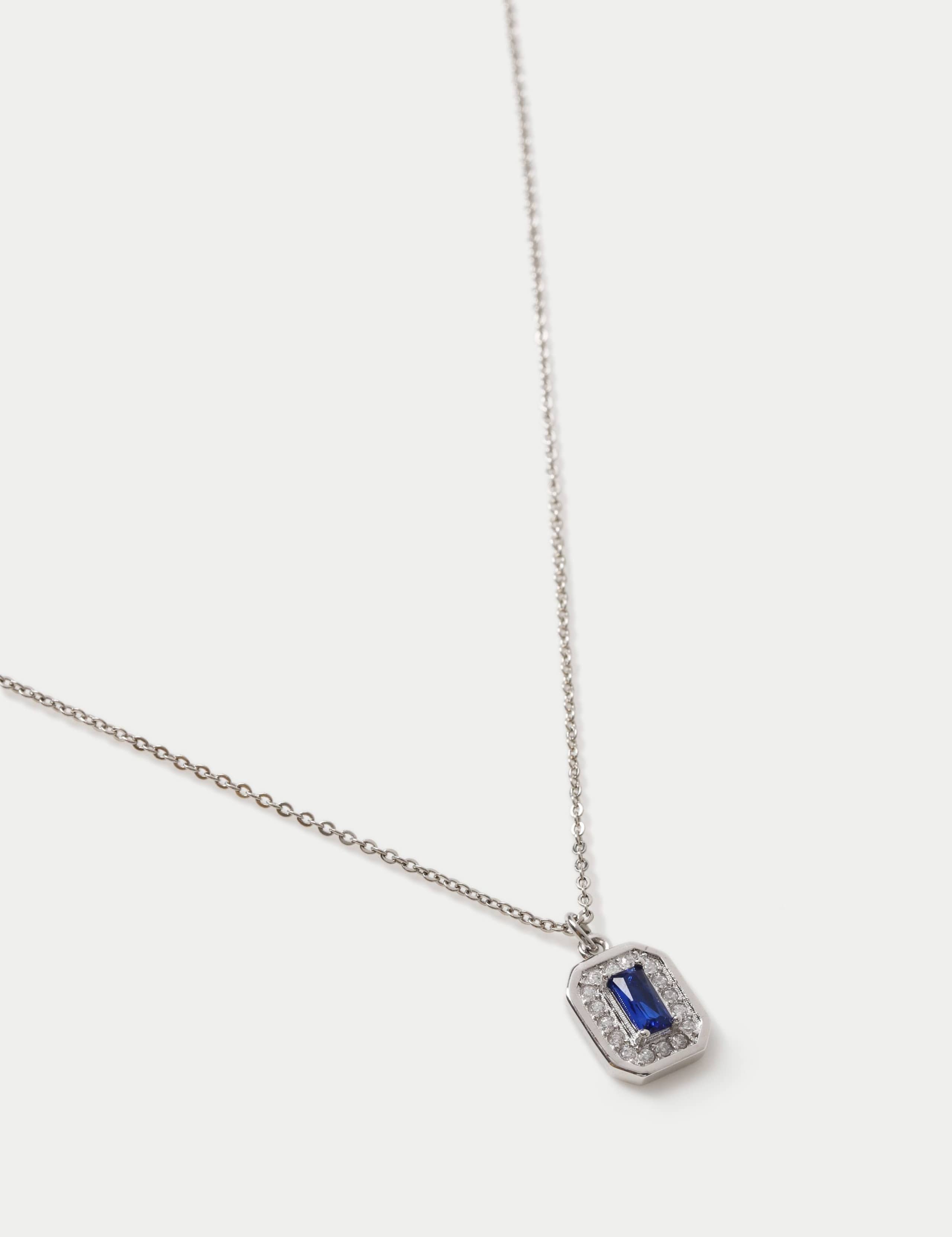 Autograph Collection platinum plated rectangle necklace with cubic zirconia, UK version